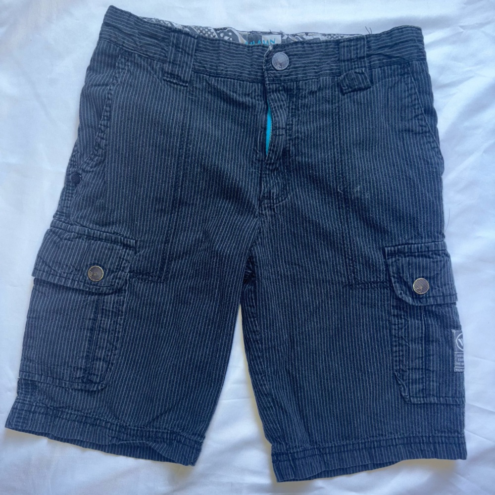 Shaun White Boys Black Cargo Shorts Casual Cotton Blend, Striped Cargo Shorts